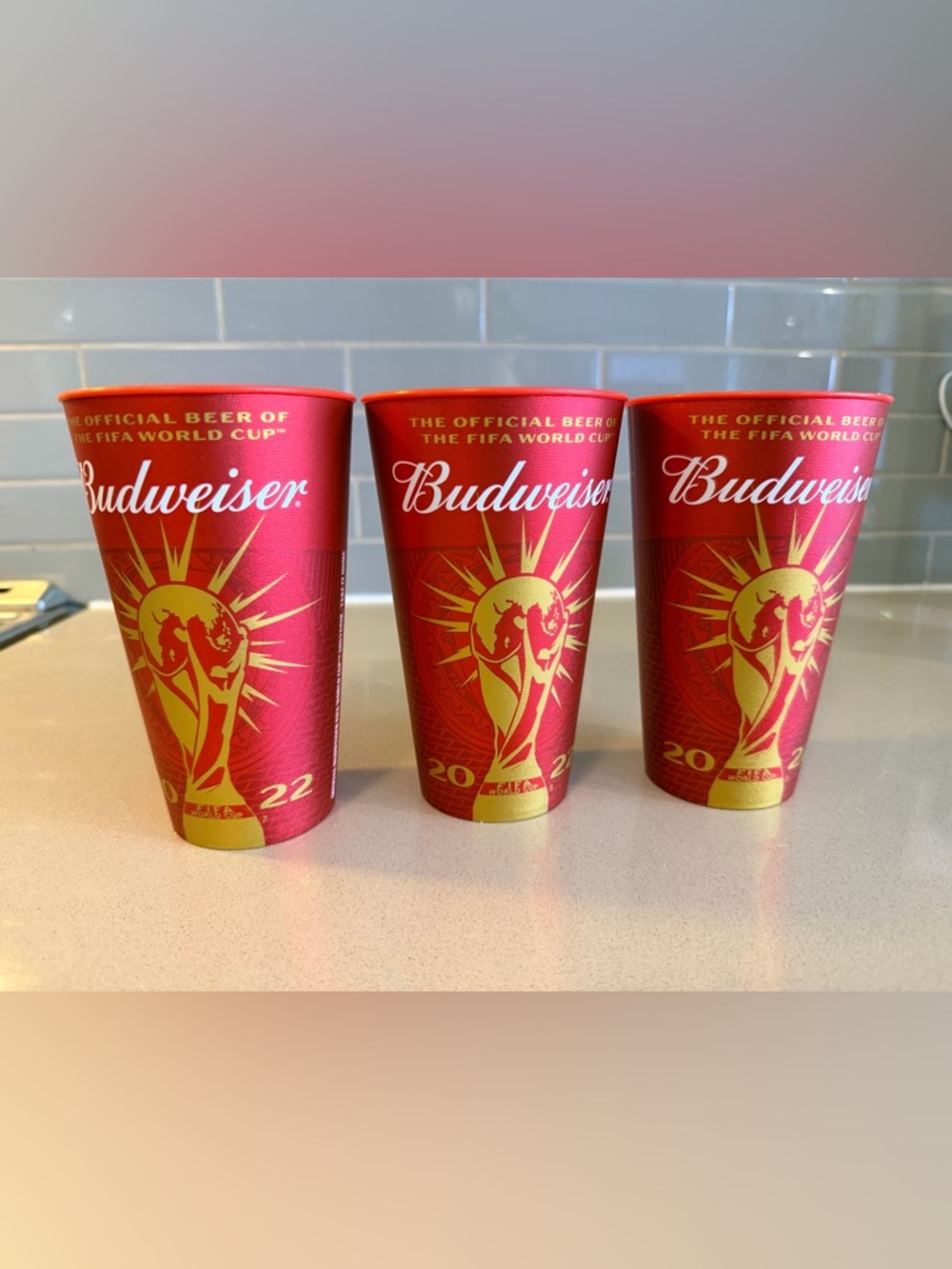 Budweiser Red & Gold 2022  World Cup Party Cups - Trio